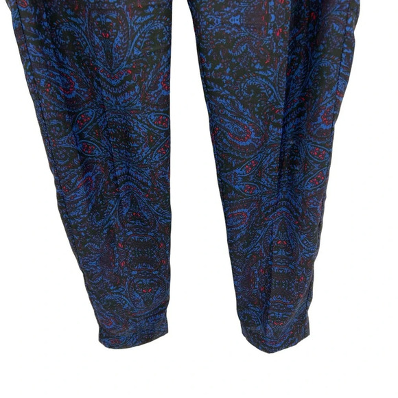Long Tall Sally Paisley Printed Tapered Pants Blue Black Size US 8 - Picture 5 of 8